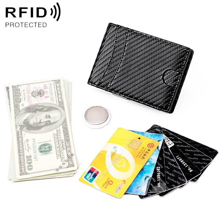 

9618 Men RFID Anti-Theft Genuine Leather Wallet with Location Tracker Pocket(Carbon Fiber Texture)