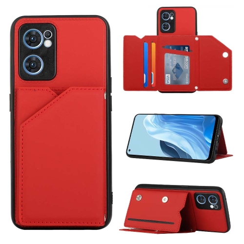 

For OPPO Reno7 5G Skin Feel PU + TPU + PC Phone Case(Red)