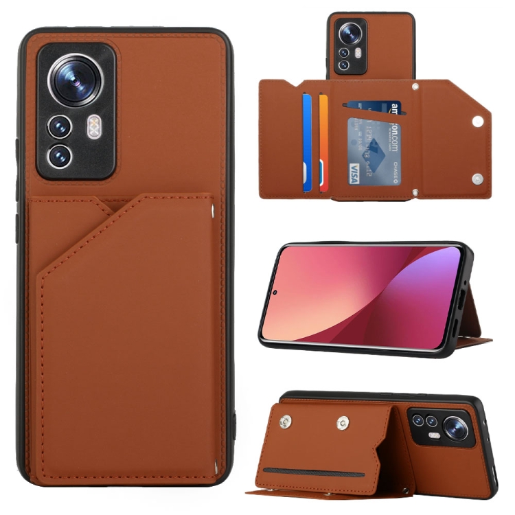 

For Xiaomi 12 Pro Skin Feel PU + TPU + PC Phone Case(Brown)