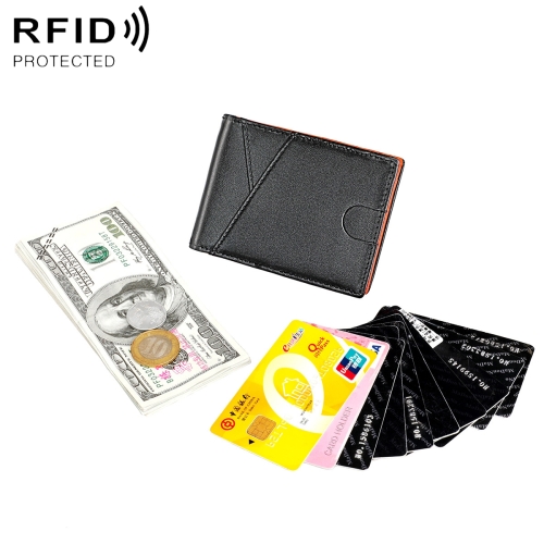 

9653SN Men and Women Two-fold RFID Anti-theft Genuine Leather Wallet with Y-shaped Front Pocket(Orange)