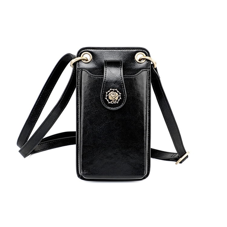 

SJB68 Genuine Leather Mini Crossbody Mobile Phone Bag for Ladies(Black)