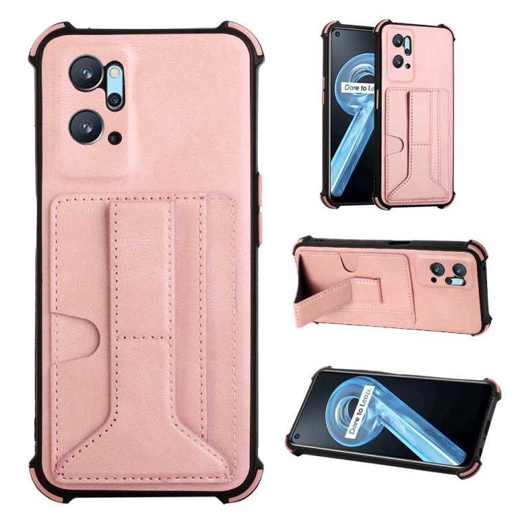 

For OPPO Realme 9i Dream Holder Card Bag Shockproof Phone Case(Rose Gold)