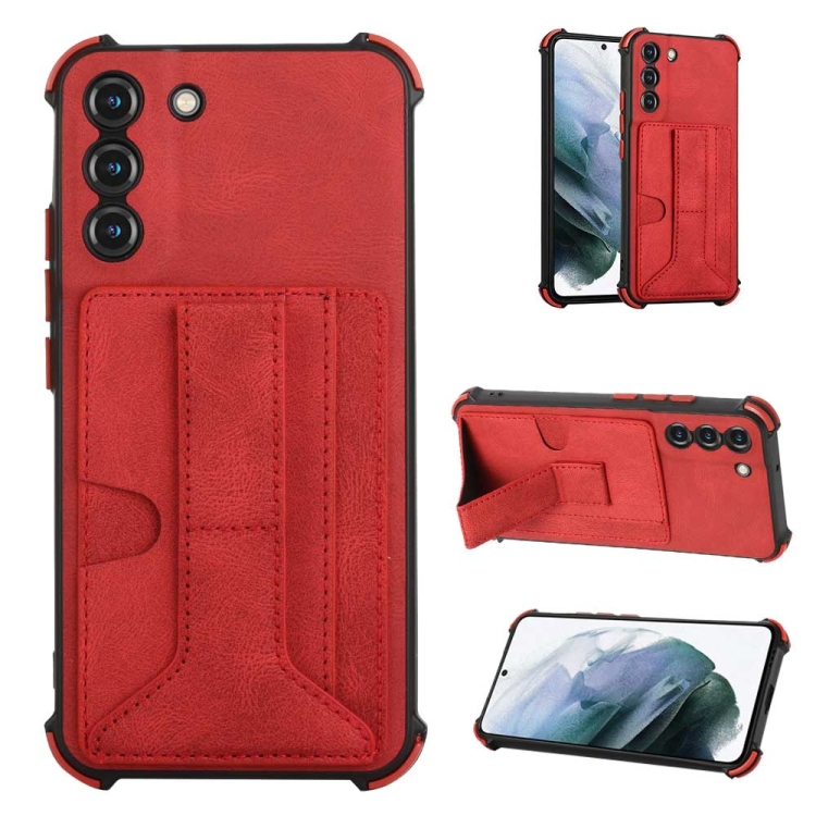 

For Samsung Galaxy S22 5G Dream Holder Card Bag Shockproof Phone Case(Red)