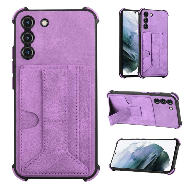 

For Samsung Galaxy S22+ 5G Dream Holder Card Bag Shockproof Phone Case(Purple)