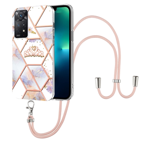 

For Xiaomi Redmi Note 11 Pro 5G / 4G Foreign Splicing Marble Flower Pattern TPU Phone Case with Lanyard(Imperial Crown)