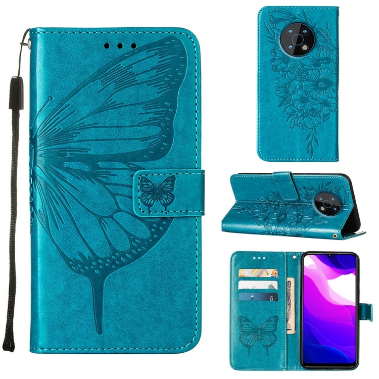 

For Nokia G50 Embossed Butterfly Leather Phone Case(Blue)