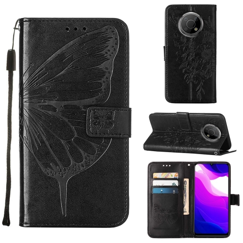 

For Nokia G300 Embossed Butterfly Leather Phone Case(Black)