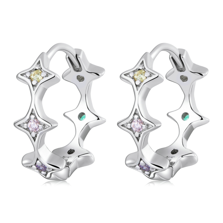 

S925 Sterling Silver Simple Star Ear Buckle Women Earrings