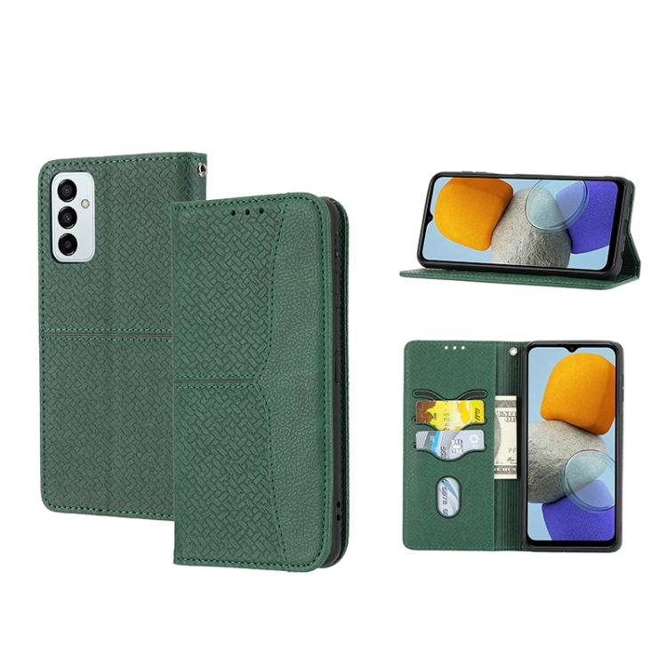 

For Samsung Galaxy M23 / F23 5G Japanese Version Woven Texture Stitching Magnetic PU Leather Phone Case(Green)