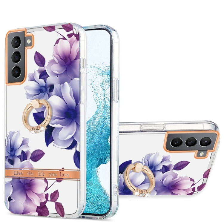 

For Samsung Galaxy S22+ 5G Ring IMD Flowers TPU Phone Case(Purple Begonia)