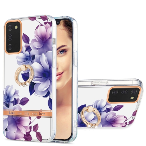 

For Samsung Galaxy A02s 166mm Ring IMD Flowers TPU Phone Case(Purple Begonia)