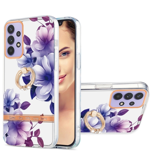 

For Samsung Galaxy A13 4G Ring IMD Flowers TPU Phone Case(Purple Begonia)