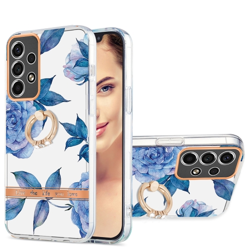 

For Samsung Galaxy A53 5G Ring IMD Flowers TPU Phone Case(Blue Peony)