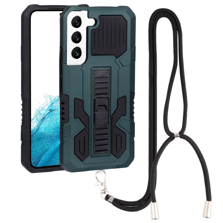 

For Samsung Galaxy S22 5G Lanyard Double-color TPU + PC Phone Case(Green)