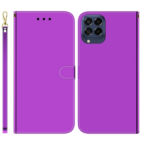 

For Samsung Galaxy M53 5G Imitated Mirror Surface Horizontal Flip Leather Phone Case(Purple)