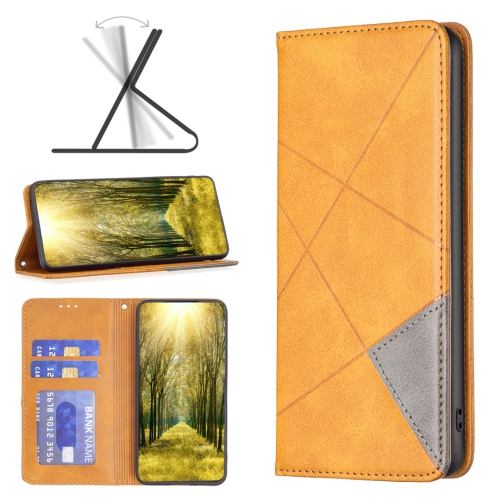 

For Infinix Note 11 Rhombus Texture Magnetic Leather Phone Case(Yellow)