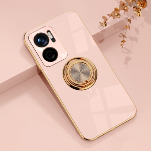 

For Xiaomi Redmi Note 11E 6D Electroplating Full Coverage Silicone Protective Case with Magnetic Ring Holder(Light Pink)