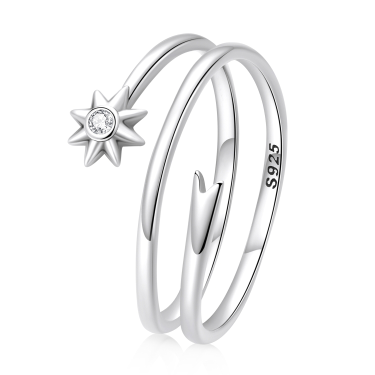 

S925 Sterling Silver Wishing Meteor Women Open Ring