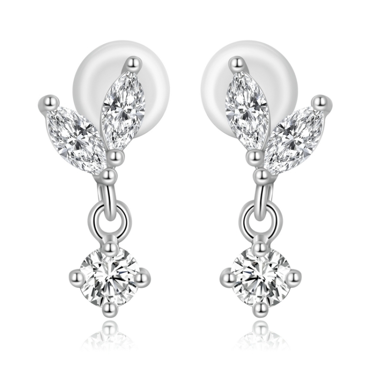 

S925 Sterling Silver Delicate Leaves Ear Stud Women Earrings