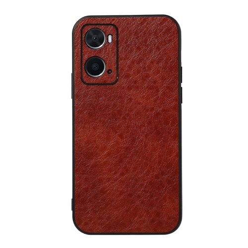 

For OPPO A76 Accurate Hole Crazy Horse Texture PU Phone Case(Coffee)