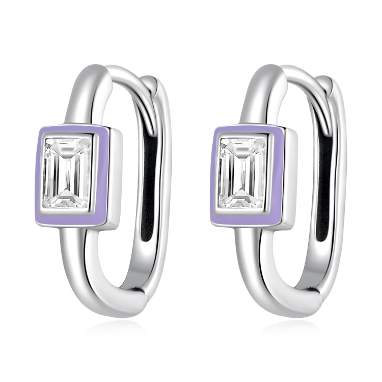 

S925 Sterling Silver Square Zircon Ear Buckle Women Earrings