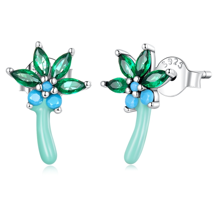 

S925 Sterling Silver Coconut Tree Ear Stud Women Earrings