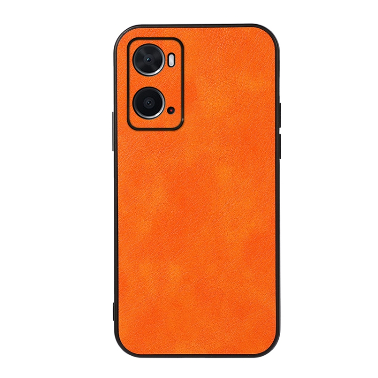 

For OPPO A76 Accurate Hole Two-color Litchi Texture PU Phone Case(Orange)