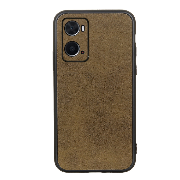 

For OPPO A76 Accurate Hole Two-color Calf Texture PU Phone Case(Green)