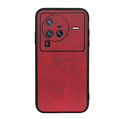 

For vivo X80 Pro Accurate Hole Two-color Calf Texture PU Phone Case(Red)