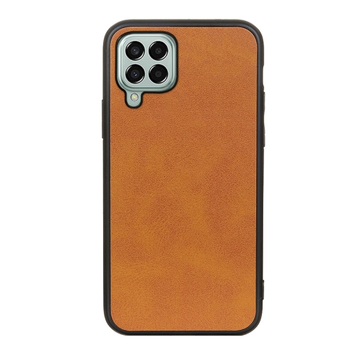 

For Samsung Galaxy M33 5G Two-color Calf Texture PU Phone Case(Brown)