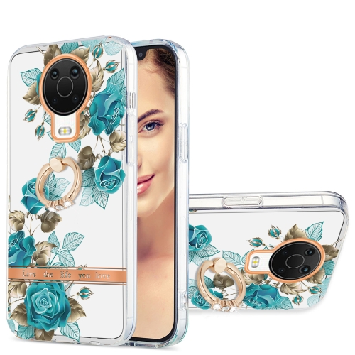 

For Nokia G20 / G10 Ring IMD Flowers TPU Phone Case(Blue Rose)