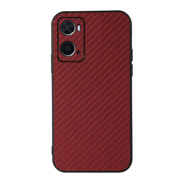 

For OPPO A76 Accurate Hole Carbon Fiber Texture Shockproof Case(Red)