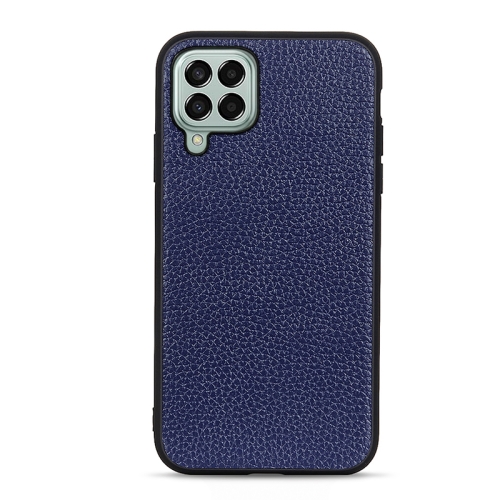 

For Samsung Galaxy M33 5G Litchi Texture Genuine Leather Phone Case(Blue)