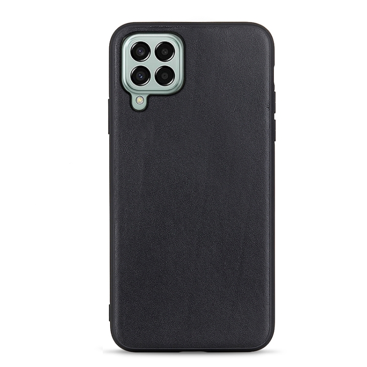 

For Samsung Galaxy M33 5G Lambskin Texture Genuine Leather Phone Case(Black)
