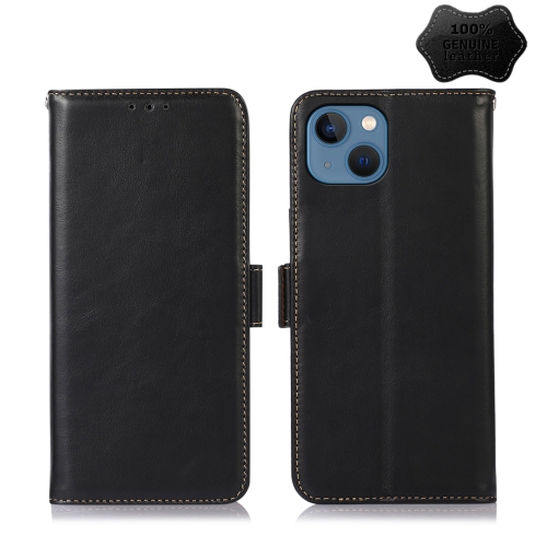 

For iPhone 13 Crazy Horse Top Layer Cowhide Leather Phone Case(Black)