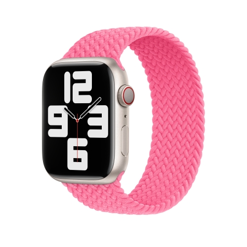 

130mm Nylon Braided Watch Band For Apple Watch Series 8&7 41mm / SE 2&6&SE&5&4 40mm / 3&2&1 38mm(Pink)