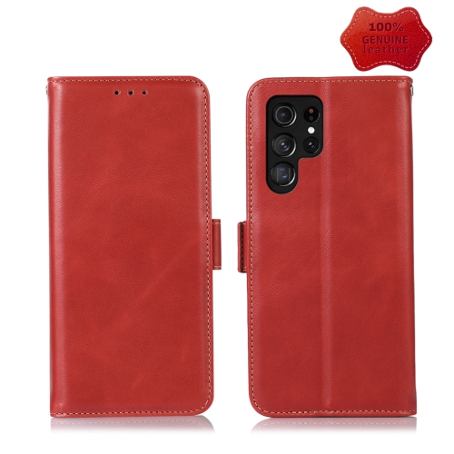 

For Samsung Galaxy S22 Ultra 5G Crazy Horse Top Layer Cowhide Leather Phone Case(Red)