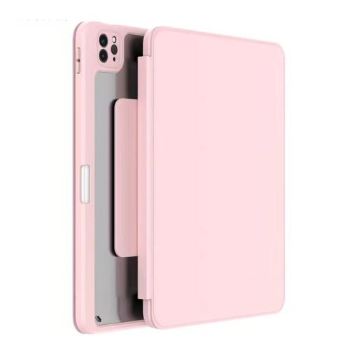 Mutural Jianshang Series Tablet Leather Smart Case For iPad Pro 12.9 2021 / 2020 / 2018(Pink)