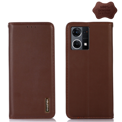 

For OPPO Reno7 4G Global/F21 Pro 2021 KHAZNEH Nappa Top Layer Cowhide Leather Phone Case(Brown)