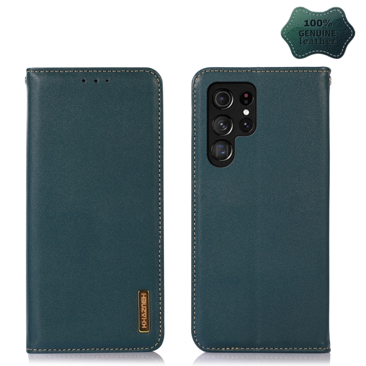 

For Samsung Galaxy S22 Ultra 5G KHAZNEH Nappa Top Layer Cowhide Leather Phone Case(Green)