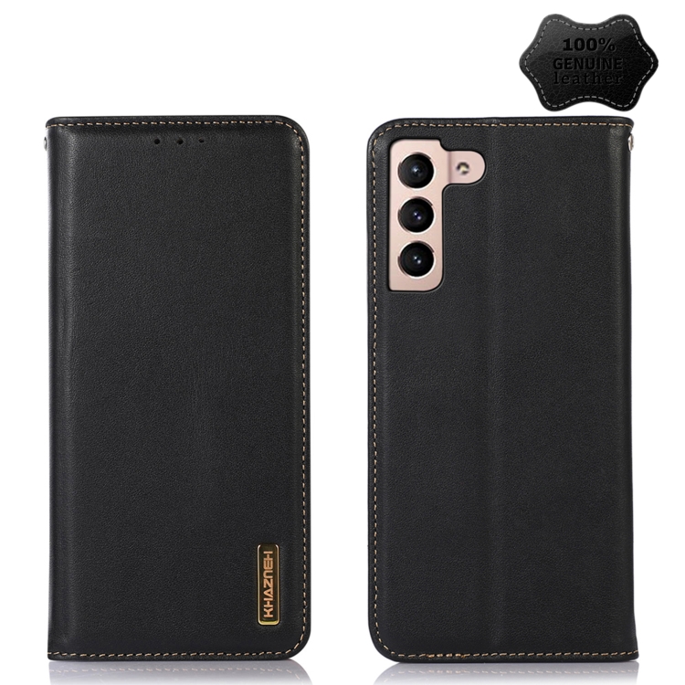 

For Samsung Galaxy S22 5G KHAZNEH Nappa Top Layer Cowhide Leather Phone Case(Black)