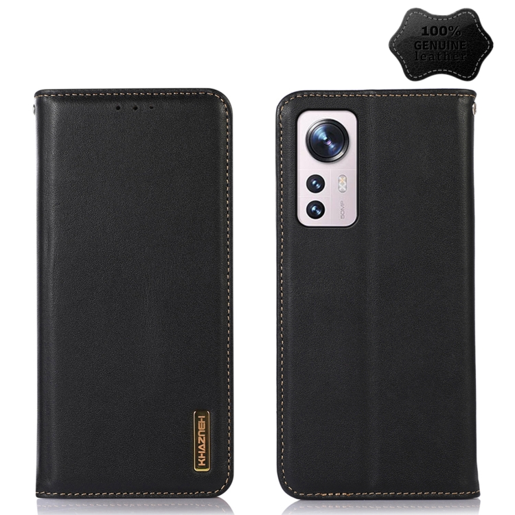 

For Xiaomi 12 Pro KHAZNEH Nappa Top Layer Cowhide Leather Phone Case(Black)