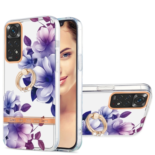 

For Xiaomi Redmi Note 11S / Note 11 4G Global Ring IMD Flowers TPU Phone Case(Purple Begonia)