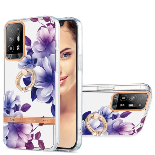 

For OPPO A94 5G Ring IMD Flowers TPU Phone Case(Purple Begonia)