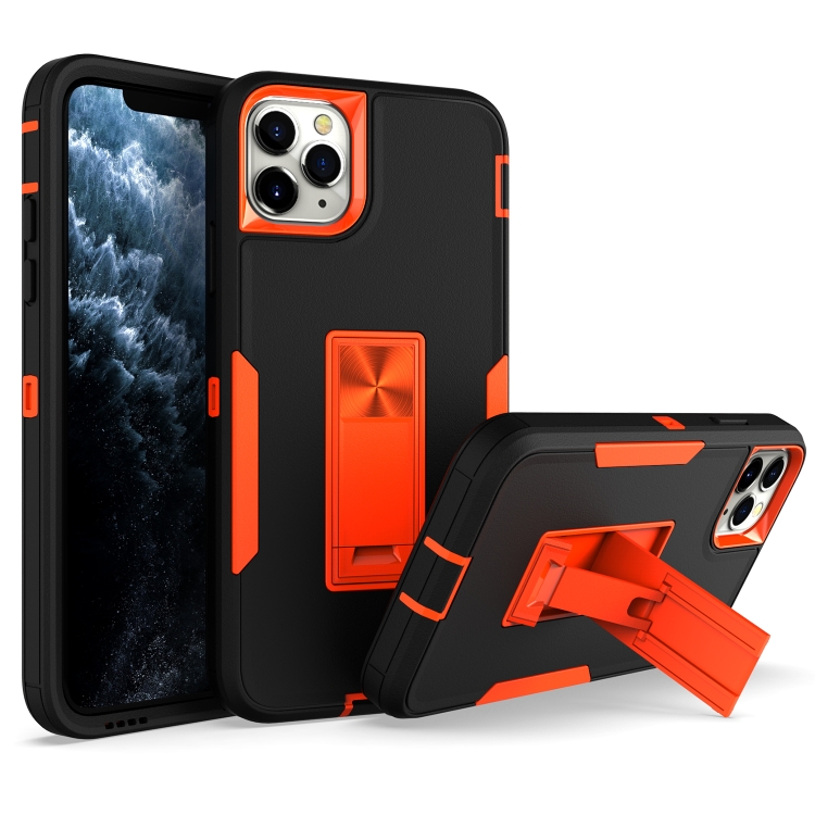 

Magnetic Holder Phone Case For iPhone 11 Pro Max(Black + Orange)