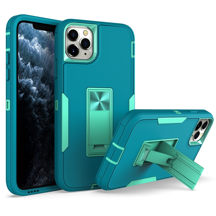 

For iPhone 12 Pro Magnetic Holder Phone Case(Lake Blue + Blue-green)