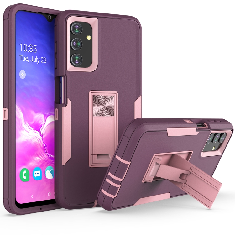 

For Samsung Galaxy A13 5G Magnetic Holder Phone Case(Purple Red + Rose Gold)
