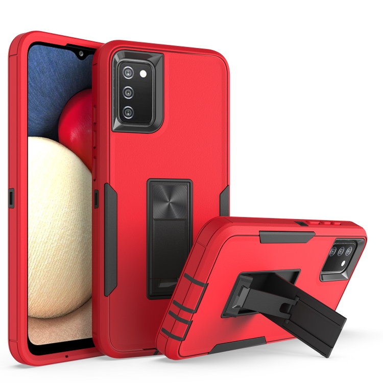 

For Samsung Galaxy A02s Magnetic Holder Phone Case(Red + Black)
