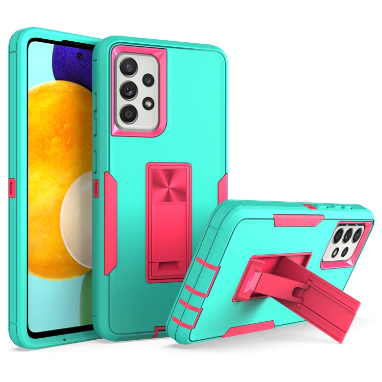 

For Samsung Galaxy A52 5G / 4G Magnetic Holder Phone Case(Green + Rose Red)