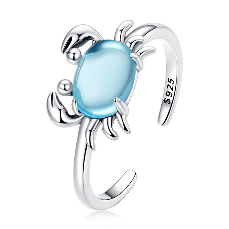 

S925 Sterling Silver Cute Crab Women Open Ring